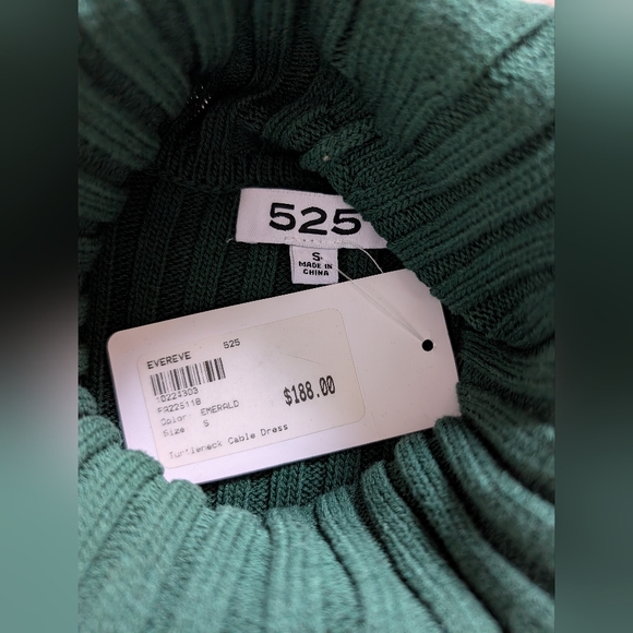 NWT 525 America Emerald Green Cable Knit Turtleneck Sweater Dress – Size S - Picture 6 of 10